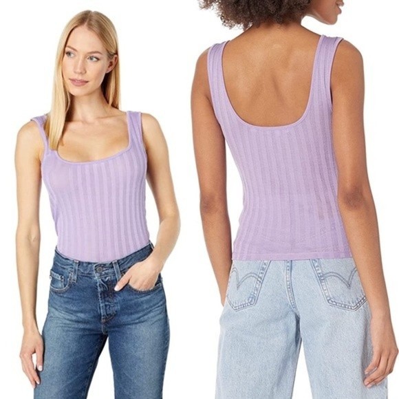 Vince Ribbed Tank Top M Purple Square Neck Shirt SOLD - Picture 3 of 13